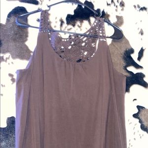 Brown shirt with somewhat lace back.